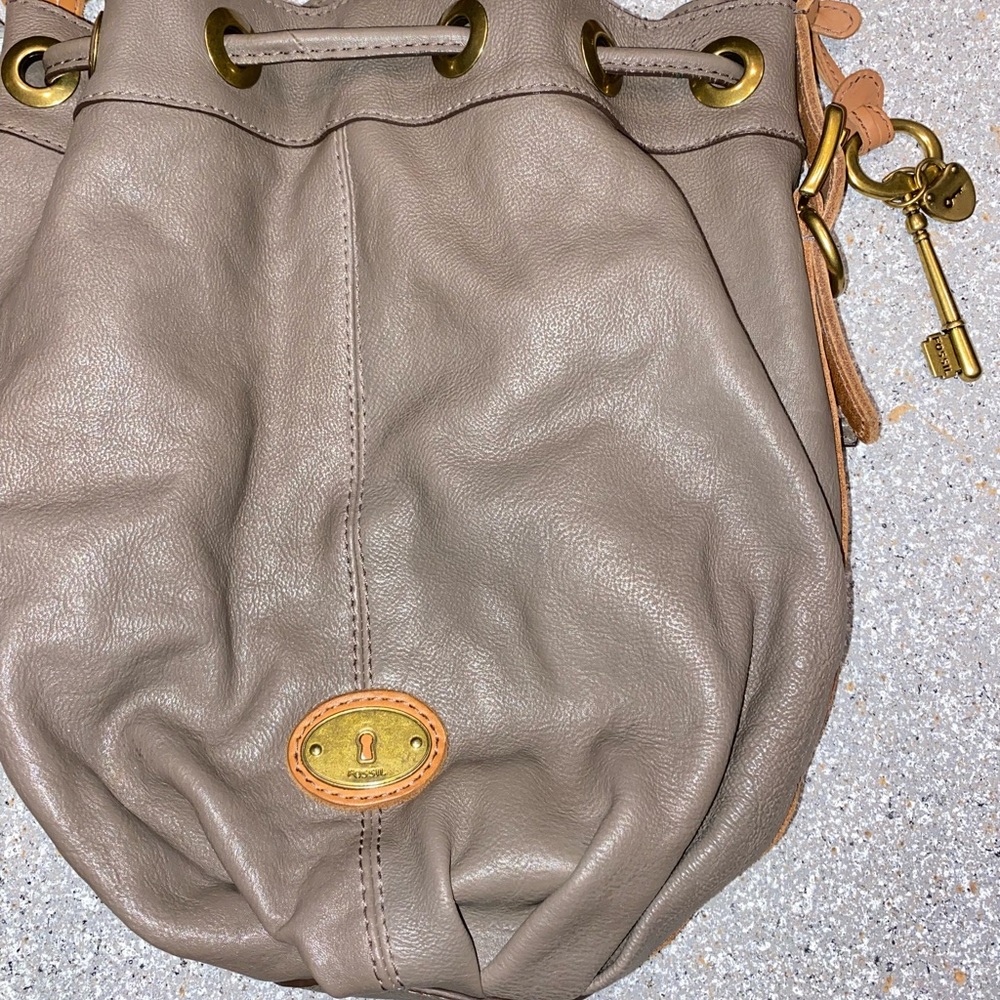 Fossil Leather Bucket Shoulder Bag